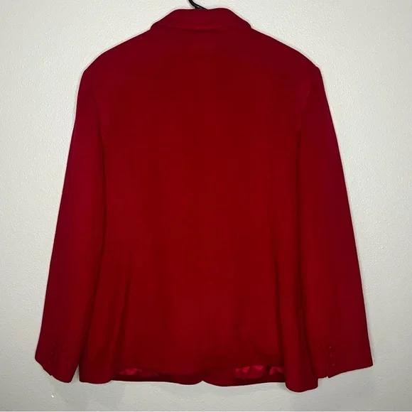 JM Collection Wool Blend Blazer Jacket Women 18 Red Button Career Business Lined - Picture 7 of 8
